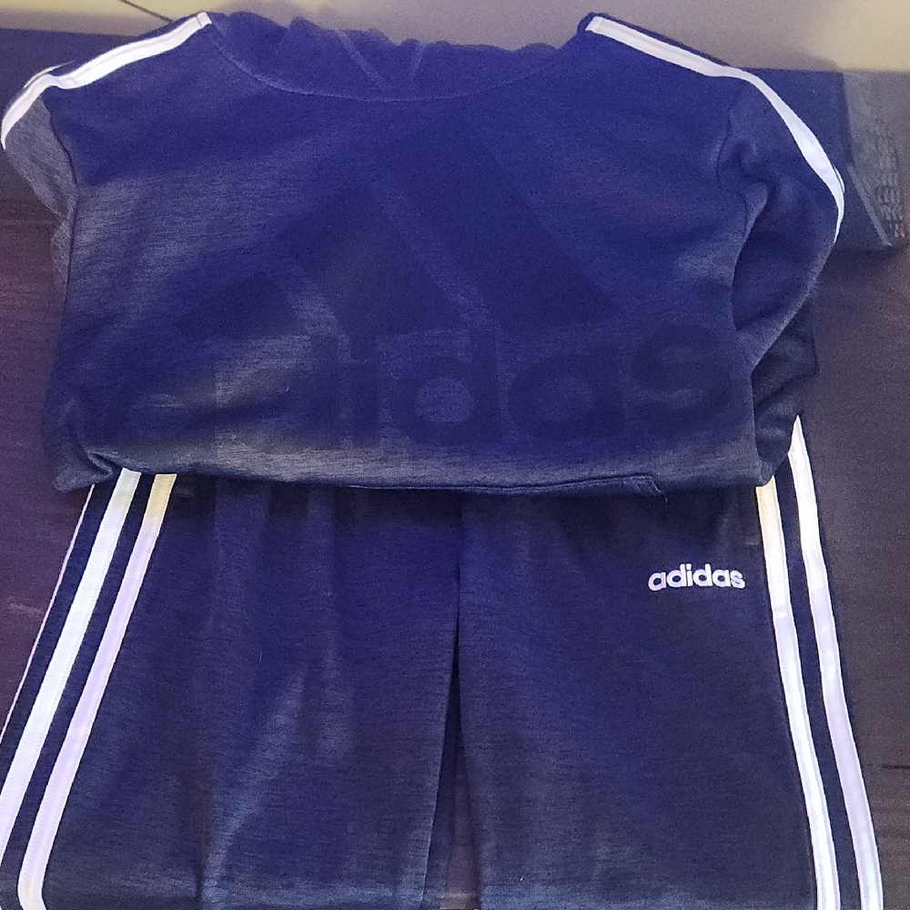 Adidas Grey Tracksuit with White Accents